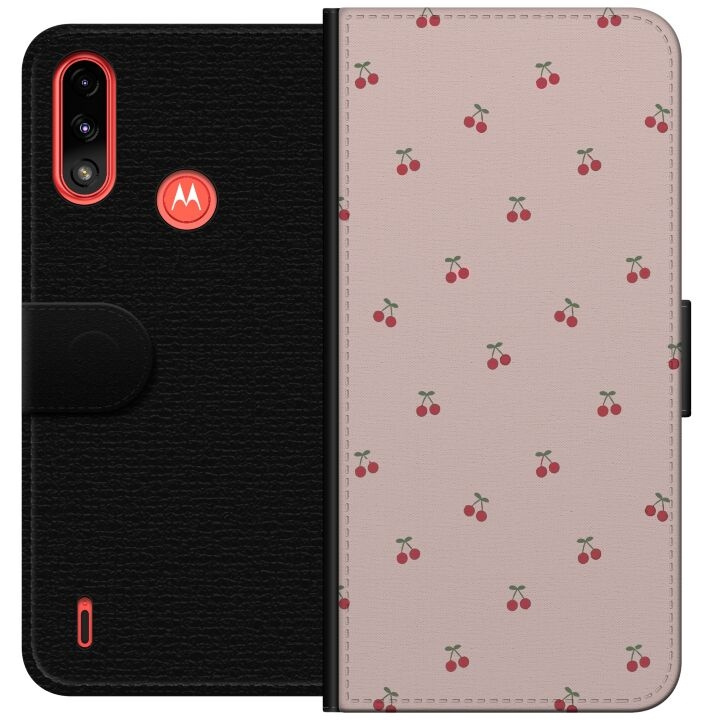 Wallet case for Motorola Moto E7 Power with Cherry design in the group SMARTPHONE & TABLETS / Phone cases / Motorola at TP E-commerce Nordic AB (A54429)