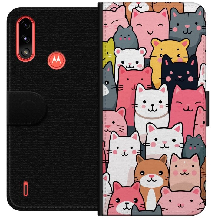 Wallet case for Motorola Moto E7 Power with Cat pattern design in the group SMARTPHONE & TABLETS / Phone cases / Motorola at TP E-commerce Nordic AB (A54430)