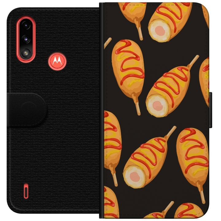 Wallet case for Motorola Moto E7 Power with Chicken drumstick design in the group SMARTPHONE & TABLETS / Phone cases / Motorola at TP E-commerce Nordic AB (A54431)