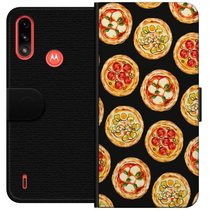 Wallet case for Motorola Moto E7 Power with Pizza design in the group SMARTPHONE & TABLETS / Phone cases / Motorola at TP E-commerce Nordic AB (A54435)