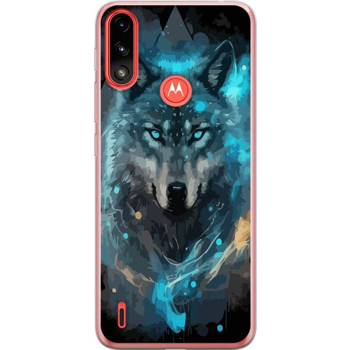 Mobile case for Motorola Moto E7 Power with Wolf design in the group SMARTPHONE & TABLETS / Phone cases / Motorola at TP E-commerce Nordic AB (A54454)