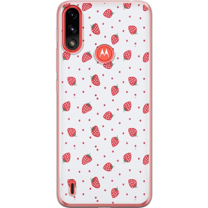 Mobile case for Motorola Moto E7 Power with Strawberries design in the group SMARTPHONE & TABLETS / Phone cases / Motorola at TP E-commerce Nordic AB (A54466)