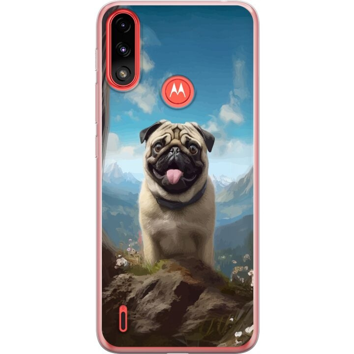 Mobile case for Motorola Moto E7 Power with Happy Dog design in the group SMARTPHONE & TABLETS / Phone cases / Motorola at TP E-commerce Nordic AB (A54467)