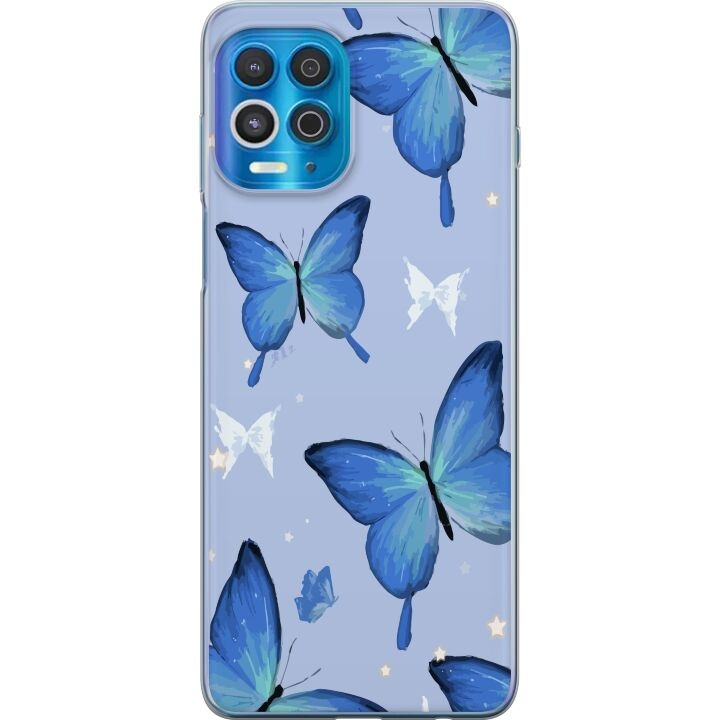 Mobile case for Motorola Edge S with Blue butterflies design in the group SMARTPHONE & TABLETS / Phone cases / Motorola at TP E-commerce Nordic AB (A54573)