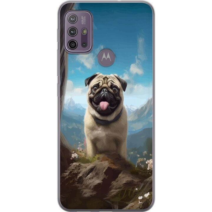 Mobile case for Motorola Moto G10 with Happy Dog design in the group SMARTPHONE & TABLETS / Phone cases / Motorola at TP E-commerce Nordic AB (A54602)