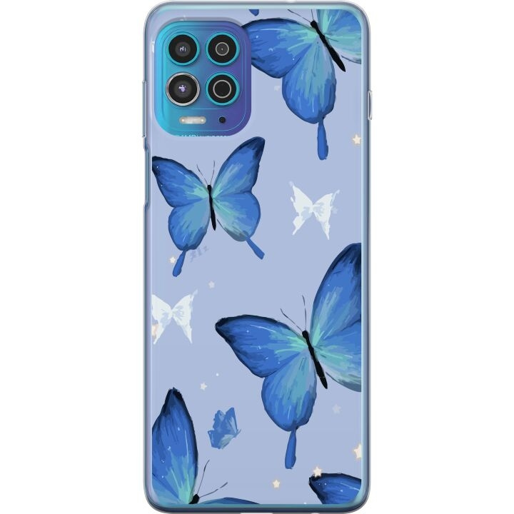 Mobile case for Motorola Moto G100 with Blue butterflies design in the group SMARTPHONE & TABLETS / Phone cases / Motorola at TP E-commerce Nordic AB (A54627)