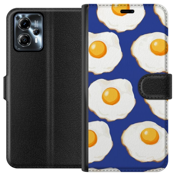 Wallet case for Motorola Moto G13 with Fried eggs design in the group SMARTPHONE & TABLETS / Phone cases / Motorola at TP E-commerce Nordic AB (A54644)