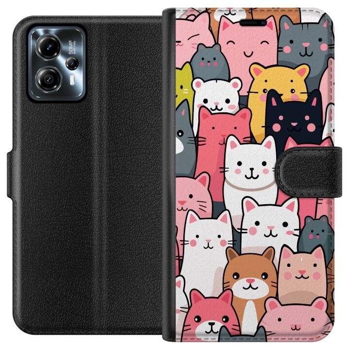 Wallet case for Motorola Moto G13 with Cat pattern design in the group SMARTPHONE & TABLETS / Phone cases / Motorola at TP E-commerce Nordic AB (A54646)