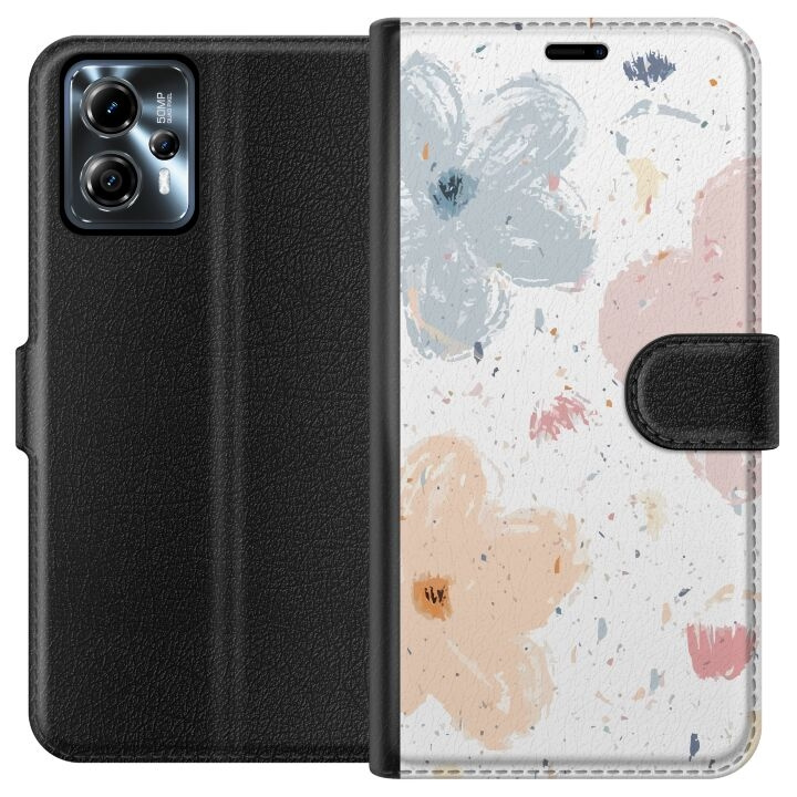 Wallet case for Motorola Moto G13 with Flowers design in the group SMARTPHONE & TABLETS / Phone cases / Motorola at TP E-commerce Nordic AB (A54650)