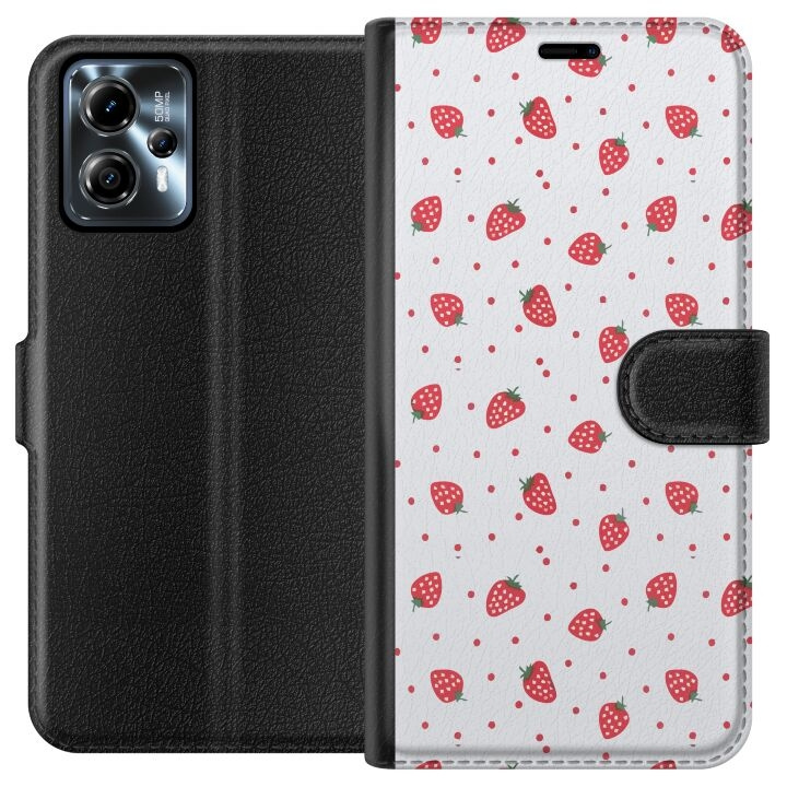 Wallet case for Motorola Moto G13 with Strawberries design in the group SMARTPHONE & TABLETS / Phone cases / Motorola at TP E-commerce Nordic AB (A54655)