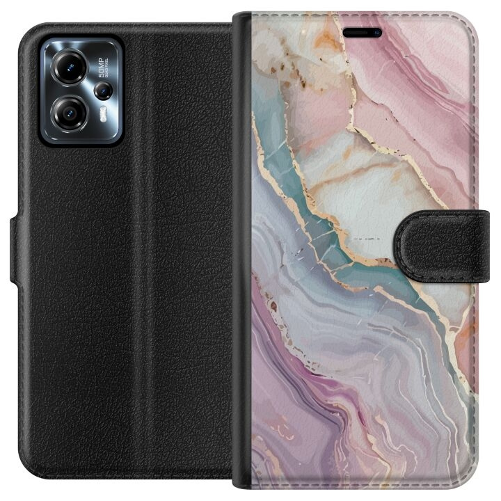 Wallet case for Motorola Moto G13 with Marble design in the group SMARTPHONE & TABLETS / Phone cases / Motorola at TP E-commerce Nordic AB (A54660)