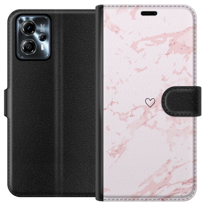 Wallet case for Motorola Moto G13 with Pink Heart design in the group SMARTPHONE & TABLETS / Phone cases / Motorola at TP E-commerce Nordic AB (A54661)