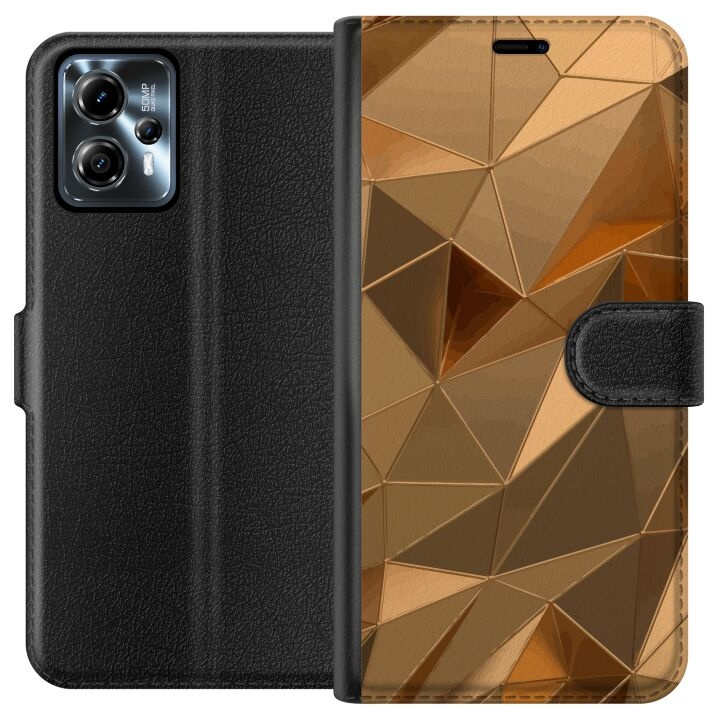 Wallet case for Motorola Moto G13 with 3D Gold design in the group SMARTPHONE & TABLETS / Phone cases / Motorola at TP E-commerce Nordic AB (A54662)