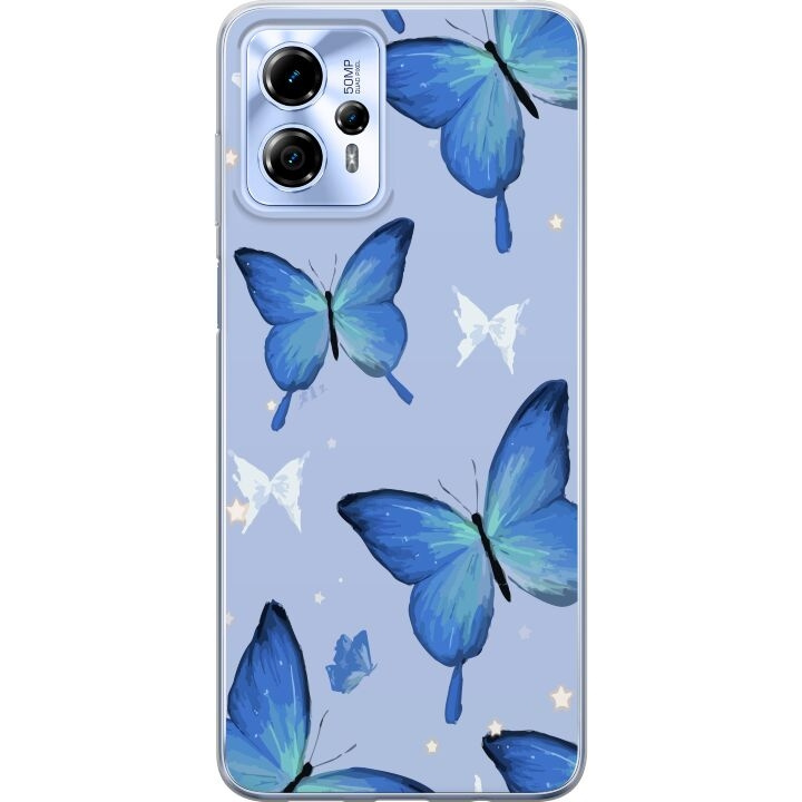 Mobile case for Motorola Moto G13 with Blue butterflies design in the group SMARTPHONE & TABLETS / Phone cases / Motorola at TP E-commerce Nordic AB (A54681)