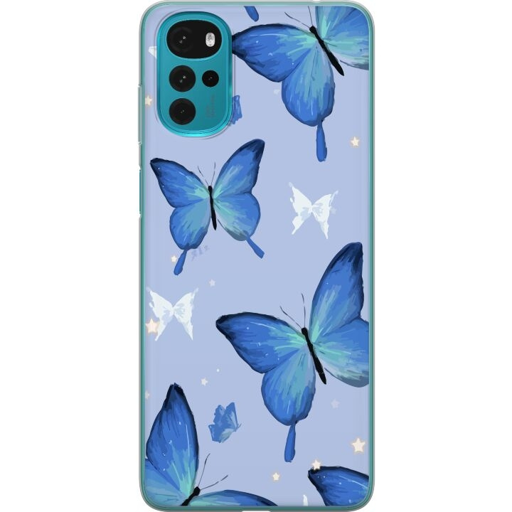 Mobile case for Motorola Moto G22 with Blue butterflies design in the group SMARTPHONE & TABLETS / Phone cases / Motorola at TP E-commerce Nordic AB (A54762)