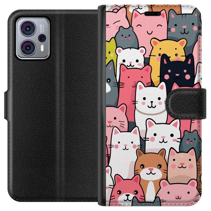 Wallet case for Motorola Moto G23 with Cat pattern design in the group SMARTPHONE & TABLETS / Phone cases / Motorola at TP E-commerce Nordic AB (A54781)