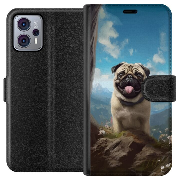 Wallet case for Motorola Moto G23 with Happy Dog design in the group SMARTPHONE & TABLETS / Phone cases / Motorola at TP E-commerce Nordic AB (A54791)