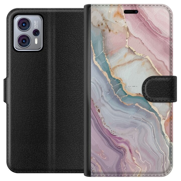 Wallet case for Motorola Moto G23 with Marble design in the group SMARTPHONE & TABLETS / Phone cases / Motorola at TP E-commerce Nordic AB (A54795)