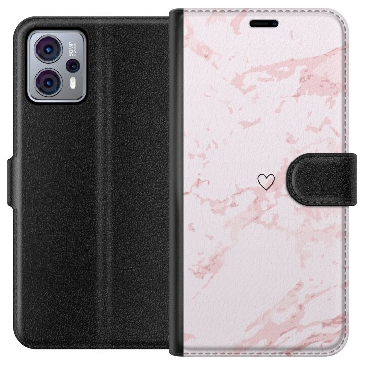 Wallet case for Motorola Moto G23 with Pink Heart design in the group SMARTPHONE & TABLETS / Phone cases / Motorola at TP E-commerce Nordic AB (A54796)