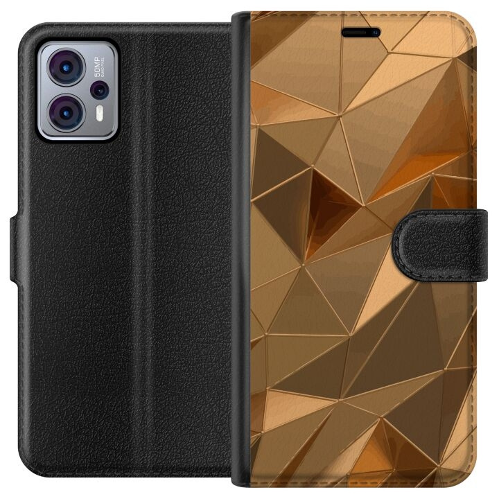 Wallet case for Motorola Moto G23 with 3D Gold design in the group SMARTPHONE & TABLETS / Phone cases / Motorola at TP E-commerce Nordic AB (A54797)