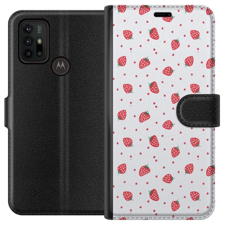 Wallet case for Motorola Moto G30 with Strawberries design in the group SMARTPHONE & TABLETS / Phone cases / Motorola at TP E-commerce Nordic AB (A54844)