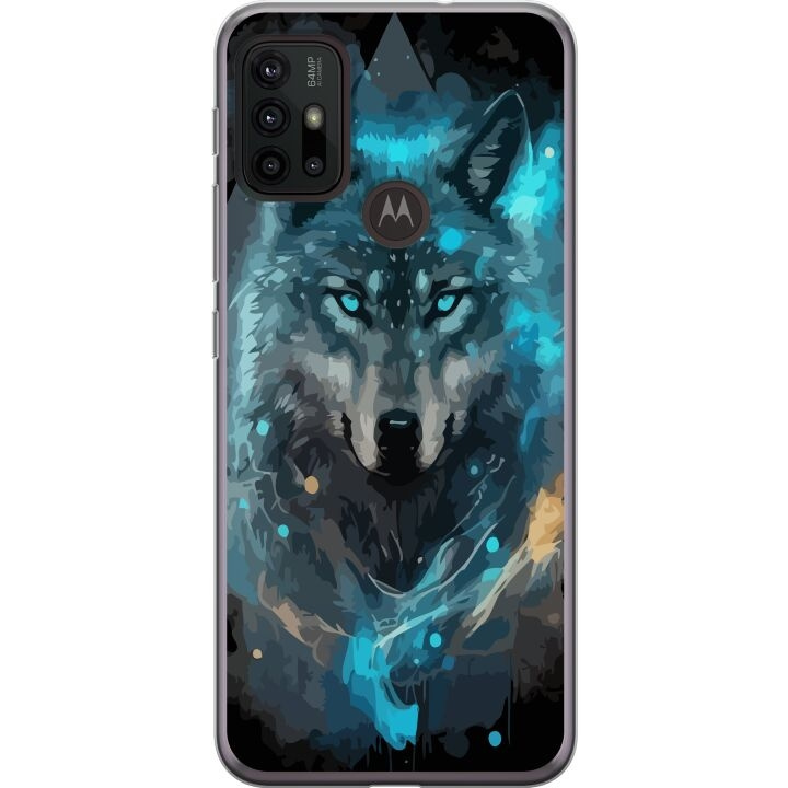 Mobile case for Motorola Moto G30 with Wolf design in the group SMARTPHONE & TABLETS / Phone cases / Motorola at TP E-commerce Nordic AB (A54859)