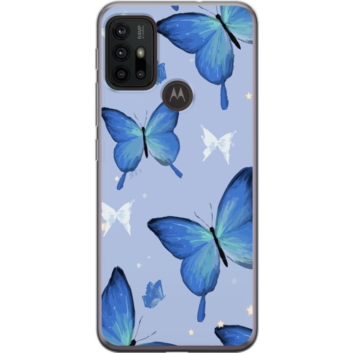 Mobile case for Motorola Moto G30 with Blue butterflies design in the group SMARTPHONE & TABLETS / Phone cases / Motorola at TP E-commerce Nordic AB (A54870)