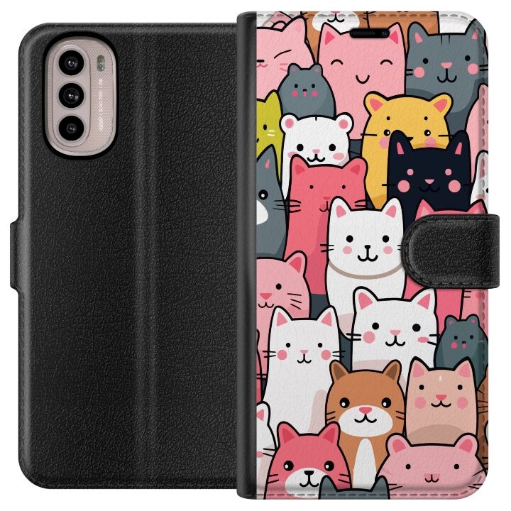 Wallet case for Motorola Moto G31 with Cat pattern design in the group SMARTPHONE & TABLETS / Phone cases / Motorola at TP E-commerce Nordic AB (A54889)