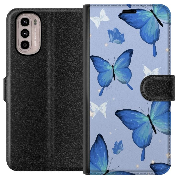 Wallet case for Motorola Moto G31 with Blue butterflies design in the group SMARTPHONE & TABLETS / Phone cases / Motorola at TP E-commerce Nordic AB (A54897)