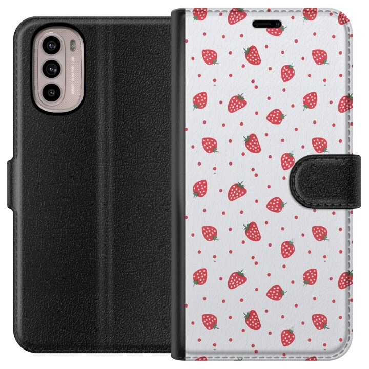 Wallet case for Motorola Moto G31 with Strawberries design in the group SMARTPHONE & TABLETS / Phone cases / Motorola at TP E-commerce Nordic AB (A54898)