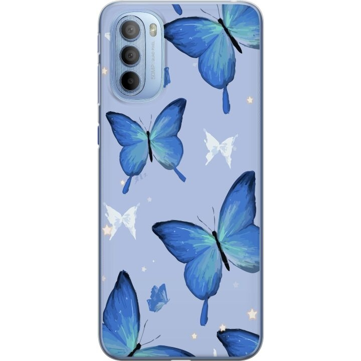 Mobile case for Motorola Moto G31 with Blue butterflies design in the group SMARTPHONE & TABLETS / Phone cases / Motorola at TP E-commerce Nordic AB (A54924)