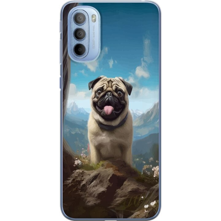 Mobile case for Motorola Moto G31 with Happy Dog design in the group SMARTPHONE & TABLETS / Phone cases / Motorola at TP E-commerce Nordic AB (A54926)