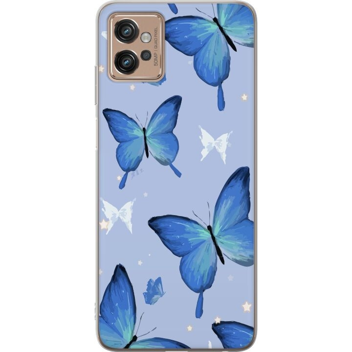 Mobile case for Motorola Moto G32 with Blue butterflies design in the group SMARTPHONE & TABLETS / Phone cases / Motorola at TP E-commerce Nordic AB (A54951)