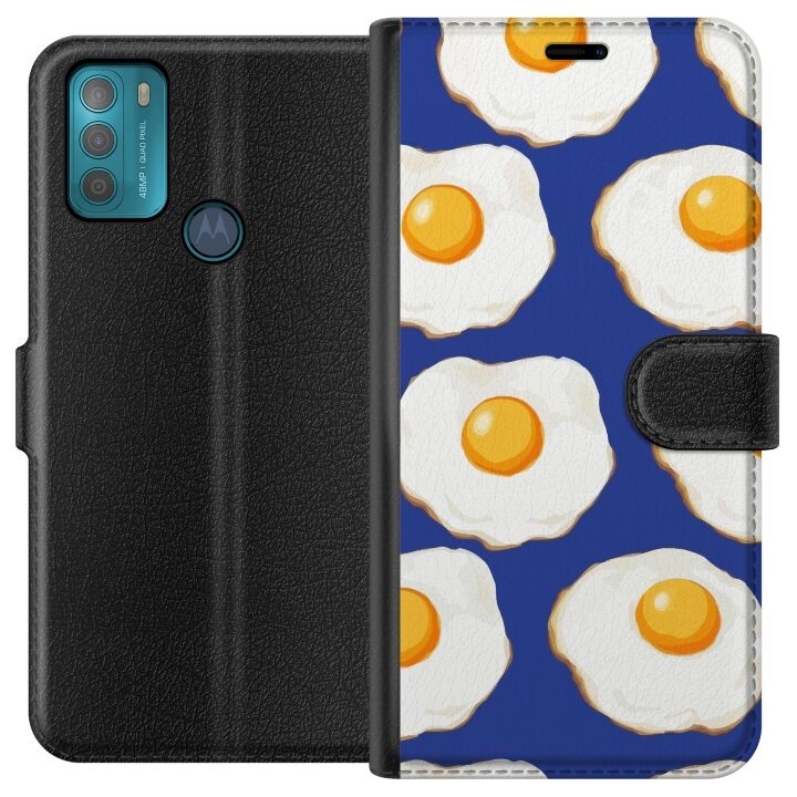 Wallet case for Motorola Moto G50 with Fried eggs design in the group SMARTPHONE & TABLETS / Phone cases / Motorola at TP E-commerce Nordic AB (A55022)