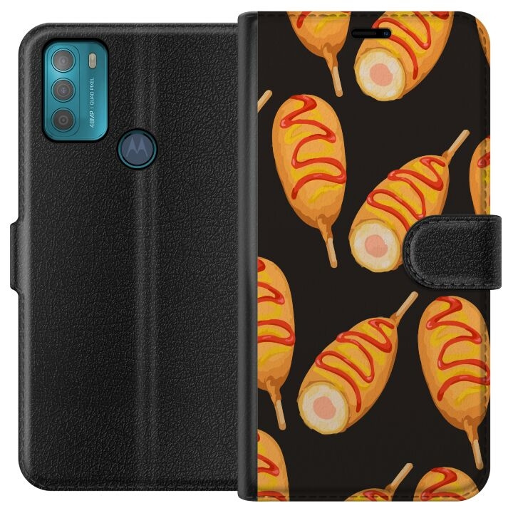 Wallet case for Motorola Moto G50 with Chicken drumstick design in the group SMARTPHONE & TABLETS / Phone cases / Motorola at TP E-commerce Nordic AB (A55025)