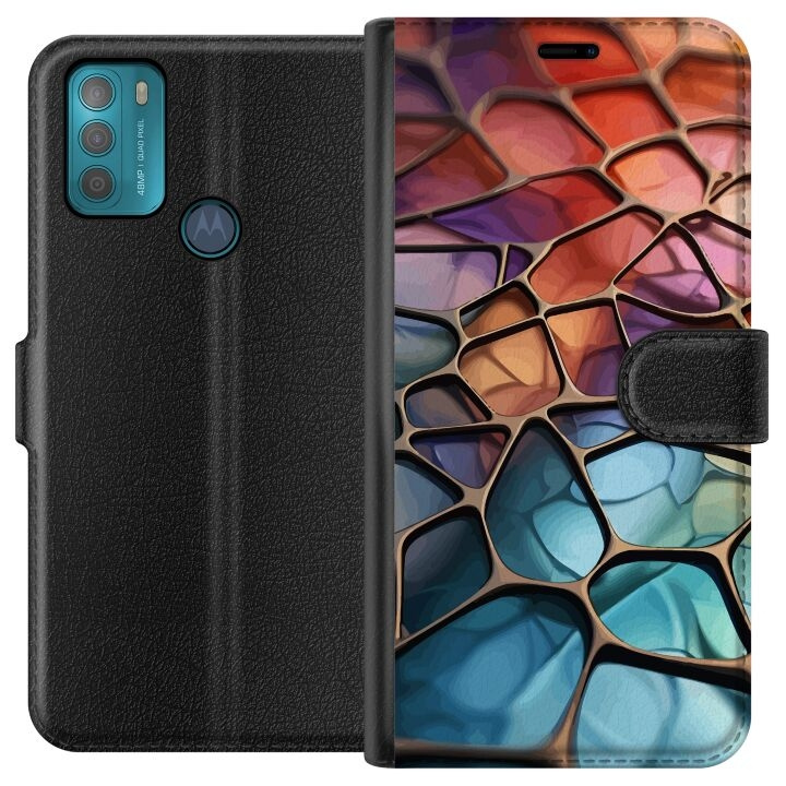 Wallet case for Motorola Moto G50 with Metallic pattern design in the group SMARTPHONE & TABLETS / Phone cases / Motorola at TP E-commerce Nordic AB (A55026)