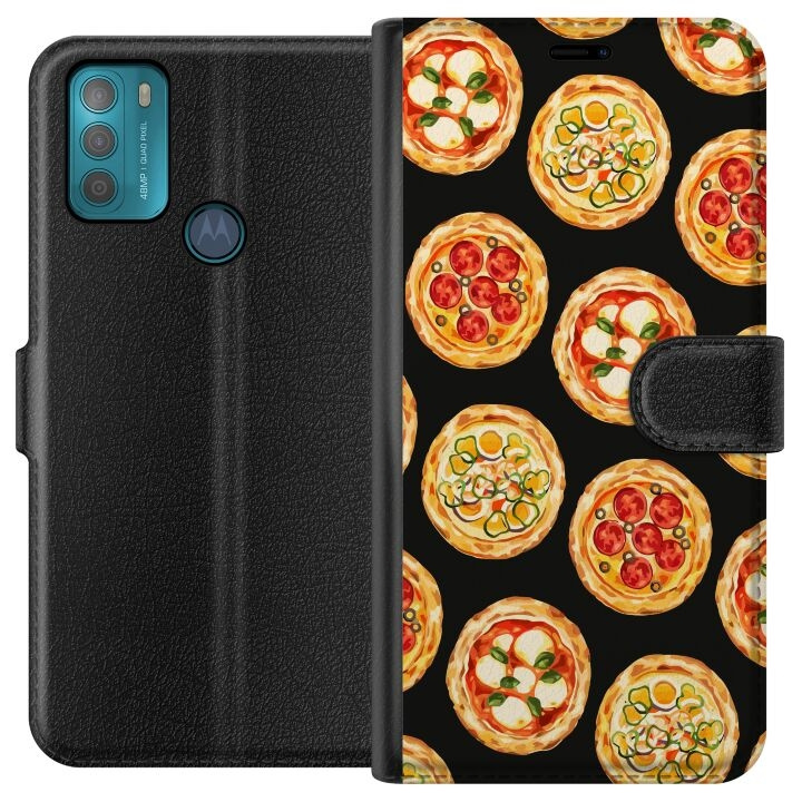 Wallet case for Motorola Moto G50 with Pizza design in the group SMARTPHONE & TABLETS / Phone cases / Motorola at TP E-commerce Nordic AB (A55029)