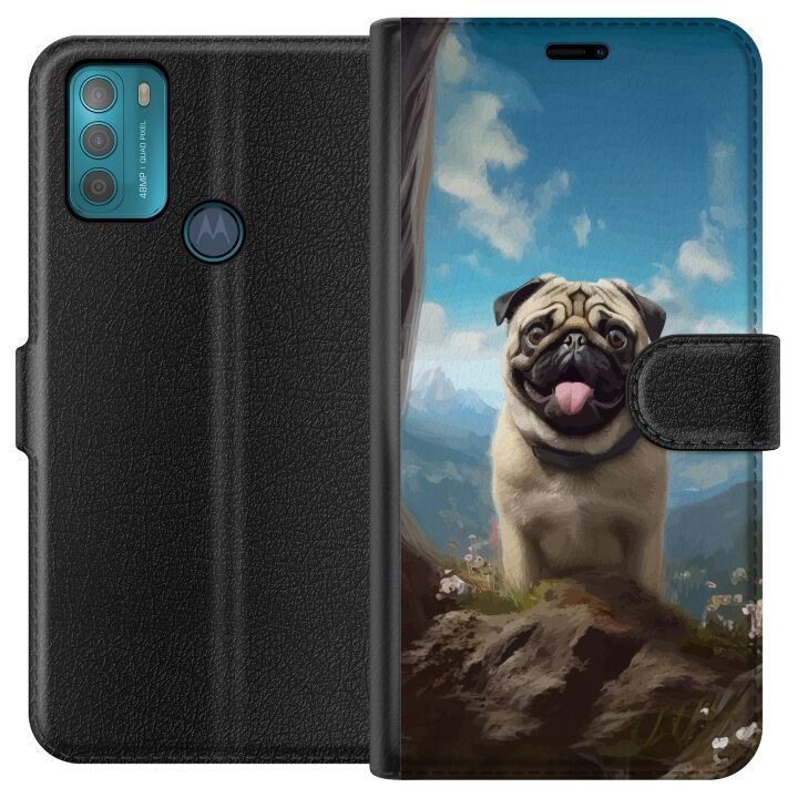 Wallet case for Motorola Moto G50 with Happy Dog design in the group SMARTPHONE & TABLETS / Phone cases / Motorola at TP E-commerce Nordic AB (A55034)