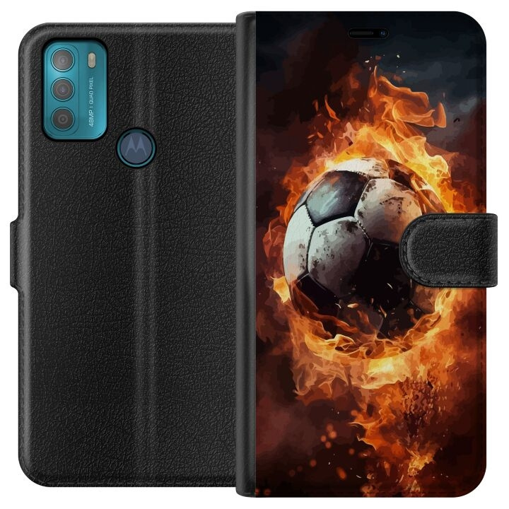 Wallet case for Motorola Moto G50 with Football design in the group SMARTPHONE & TABLETS / Phone cases / Motorola at TP E-commerce Nordic AB (A55037)