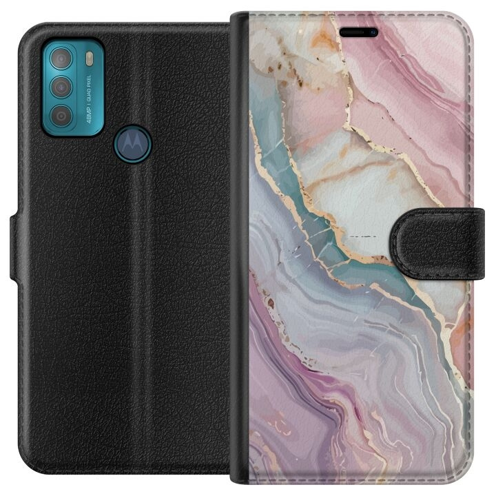 Wallet case for Motorola Moto G50 with Marble design in the group SMARTPHONE & TABLETS / Phone cases / Motorola at TP E-commerce Nordic AB (A55038)