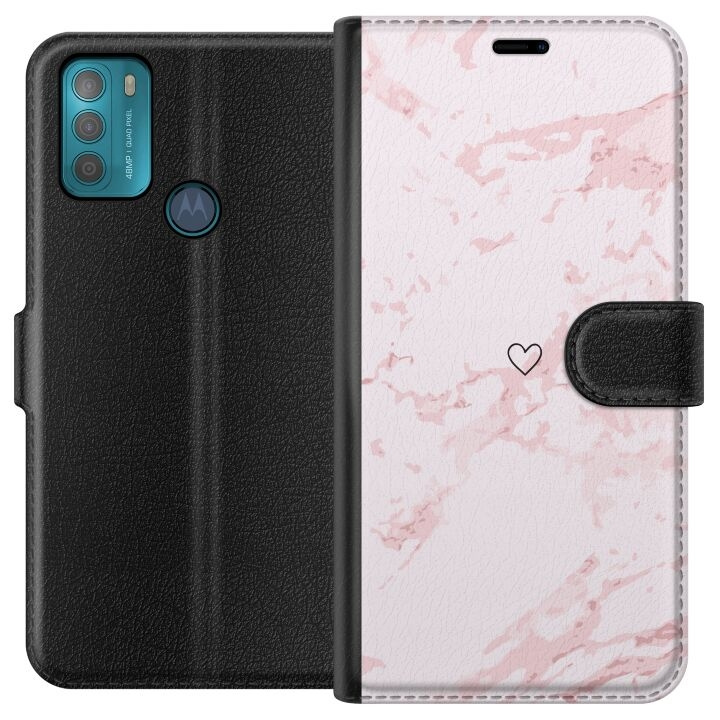 Wallet case for Motorola Moto G50 with Pink Heart design in the group SMARTPHONE & TABLETS / Phone cases / Motorola at TP E-commerce Nordic AB (A55039)