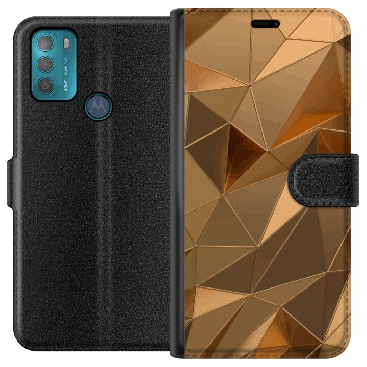 Wallet case for Motorola Moto G50 with 3D Gold design in the group SMARTPHONE & TABLETS / Phone cases / Motorola at TP E-commerce Nordic AB (A55040)