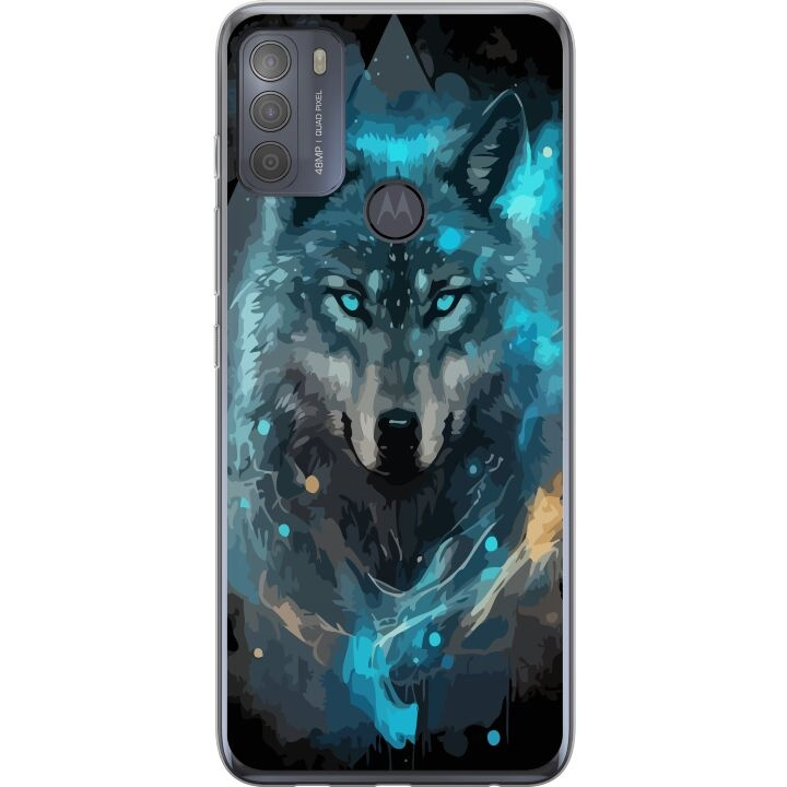 Mobile case for Motorola Moto G50 with Wolf design in the group SMARTPHONE & TABLETS / Phone cases / Motorola at TP E-commerce Nordic AB (A55048)