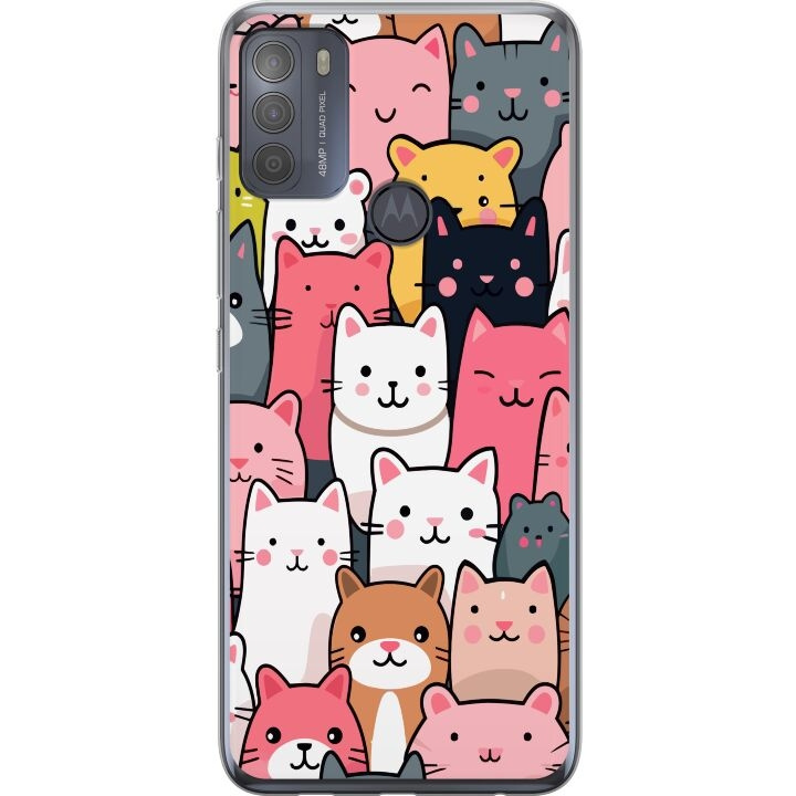 Mobile case for Motorola Moto G50 with Cat pattern design in the group SMARTPHONE & TABLETS / Phone cases / Motorola at TP E-commerce Nordic AB (A55051)