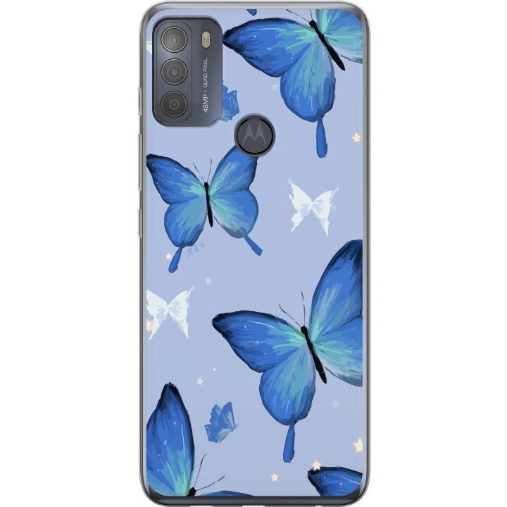 Mobile case for Motorola Moto G50 with Blue butterflies design in the group SMARTPHONE & TABLETS / Phone cases / Motorola at TP E-commerce Nordic AB (A55059)