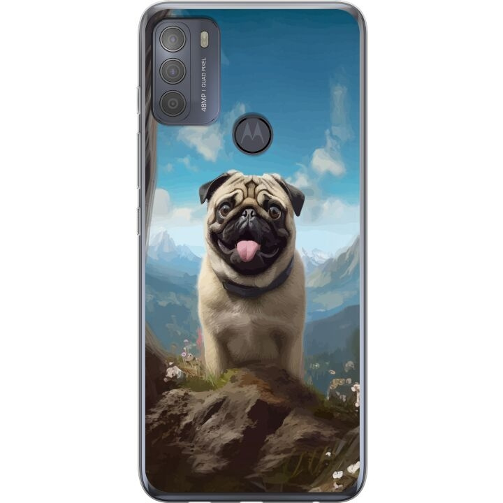 Mobile case for Motorola Moto G50 with Happy Dog design in the group SMARTPHONE & TABLETS / Phone cases / Motorola at TP E-commerce Nordic AB (A55061)