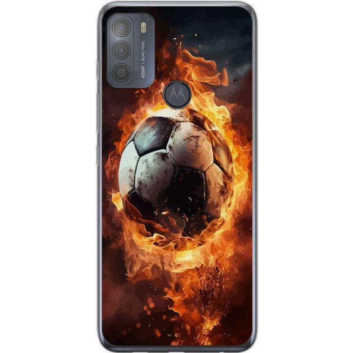 Mobile case for Motorola Moto G50 with Football design in the group SMARTPHONE & TABLETS / Phone cases / Motorola at TP E-commerce Nordic AB (A55064)