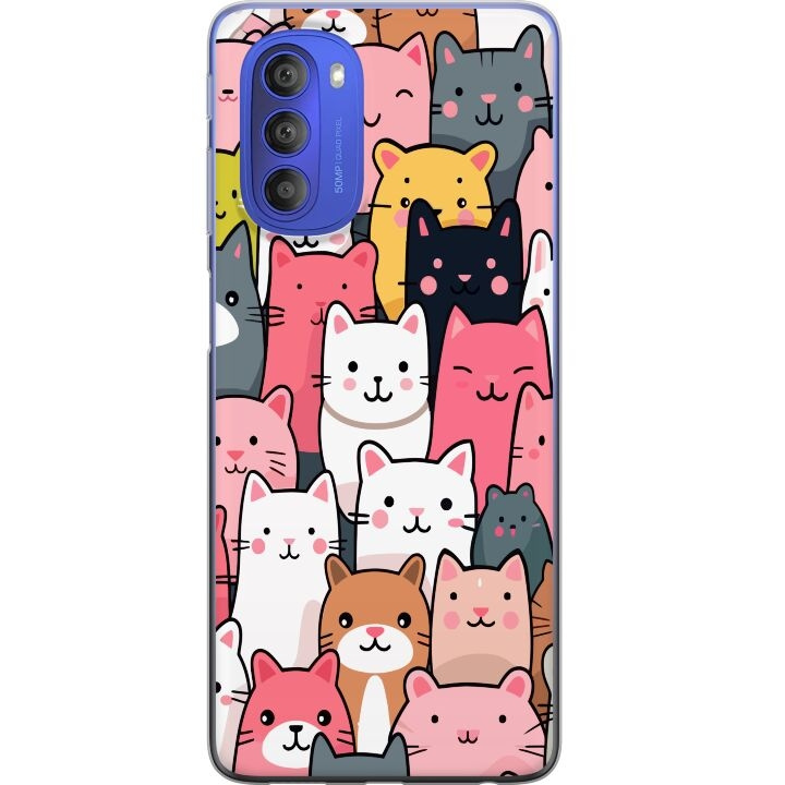 Mobile case for Motorola Moto G51 5G with Cat pattern design in the group SMARTPHONE & TABLETS / Phone cases / Motorola at TP E-commerce Nordic AB (A55078)