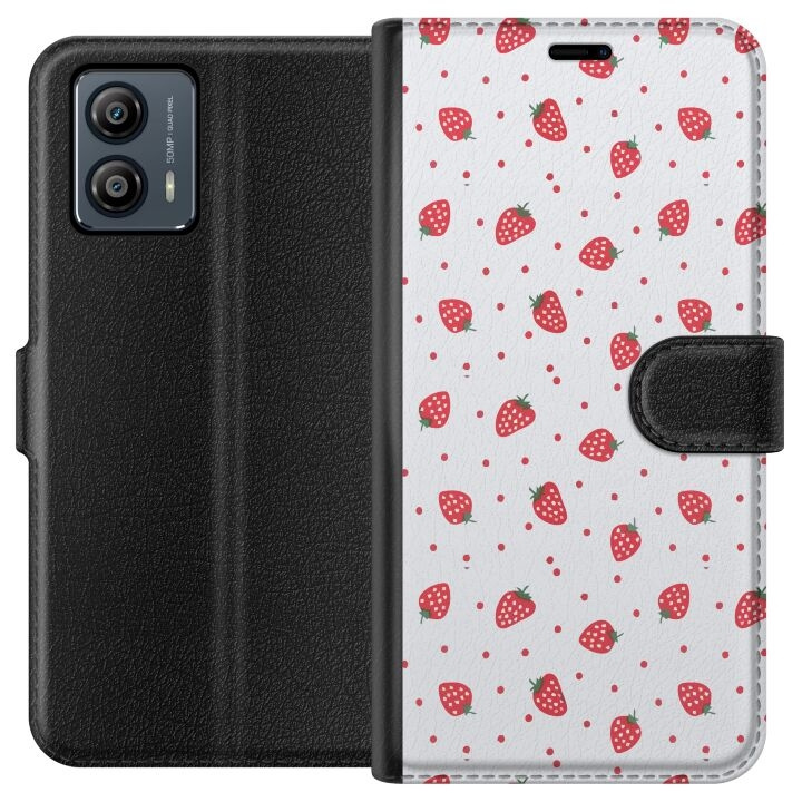 Wallet case for Motorola Moto G53 with Strawberries design in the group SMARTPHONE & TABLETS / Phone cases / Motorola at TP E-commerce Nordic AB (A55114)