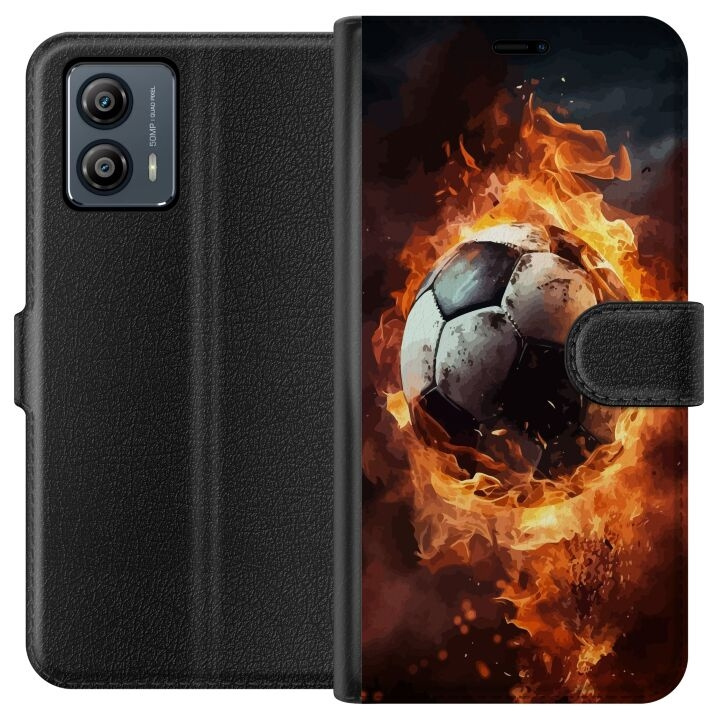 Wallet case for Motorola Moto G53 with Football design in the group SMARTPHONE & TABLETS / Phone cases / Motorola at TP E-commerce Nordic AB (A55118)